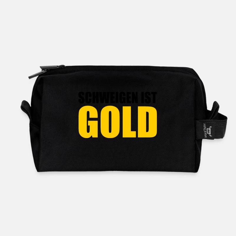 schweigen ist gold - Recycelte Kulturtasche - Schwarz
