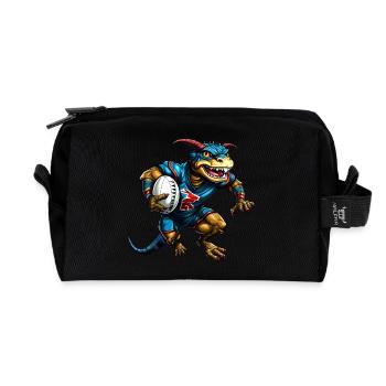 Joueur de rugby Lézard - Trousse de toilette en tissu recyclé - noir - Devant