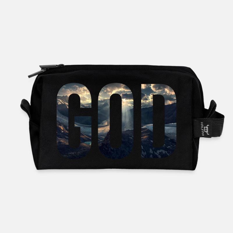 God - Recycled Toiletry Zip Bag - black