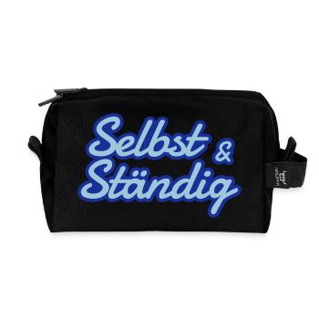 Selbstständig - selbst und ständig - Recycelte Kulturtasche - Schwarz - Vorne