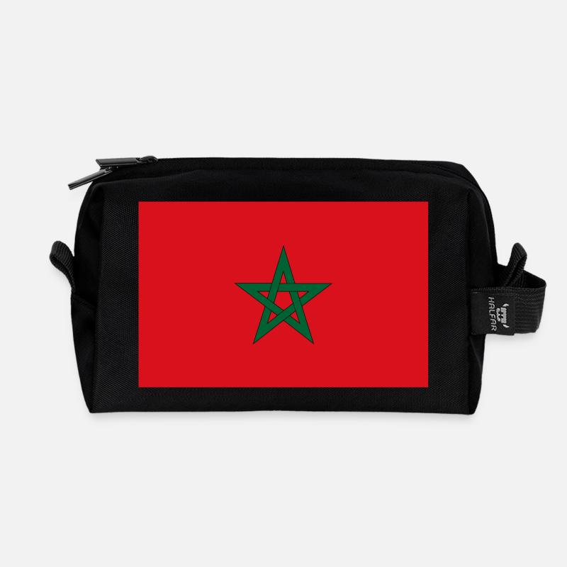 Drapeau du Maroc - Trousse de toilette en tissu recyclé - noir