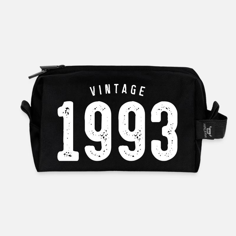 Vintage 1993 Typography - Recycled Toiletry Zip Bag - black