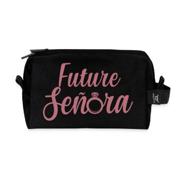 Future Señora Engagement Bridal Shower Wedding - Recycled Toiletry Zip Bag - black - Front