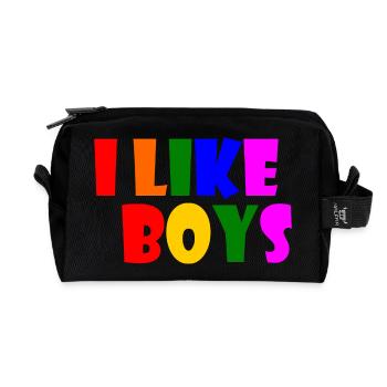 I like boys - Recycled Toiletry Zip Bag - black - Front