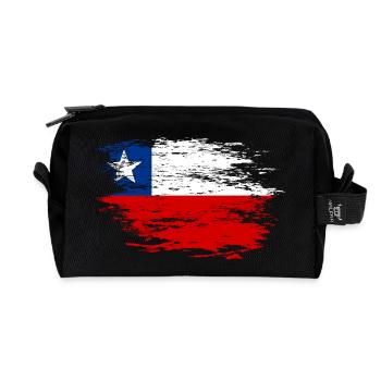 Chile Flagge used - Recycelte Kulturtasche - Schwarz - Vorne