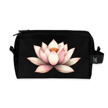 Lotus Flower - Recycled Toiletry Zip Bag - black - Front