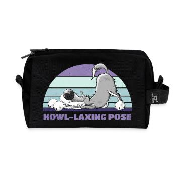 Wolf Yoga Howl-Laxing Pose - Recycled Toiletry Zip Bag - black - Front