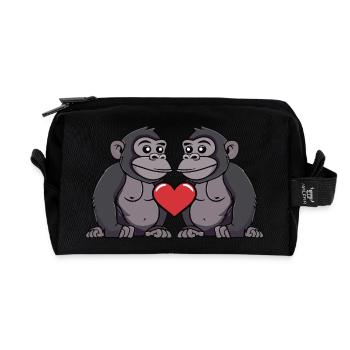 Gorilla Paar Valentinstag - Recycelte Kulturtasche - Schwarz - Vorne