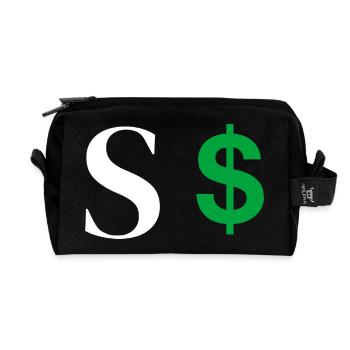 Letter s dollar - Recycled Toiletry Zip Bag - black - Front