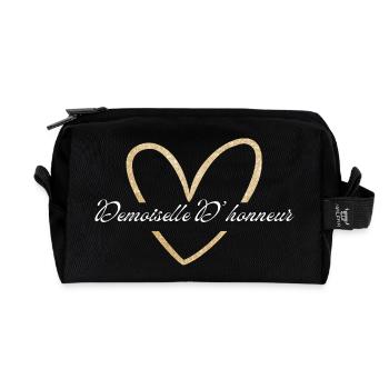 Brautjungfer Gold Herz Glitzer - Recycelte Kulturtasche - Schwarz - Vorne