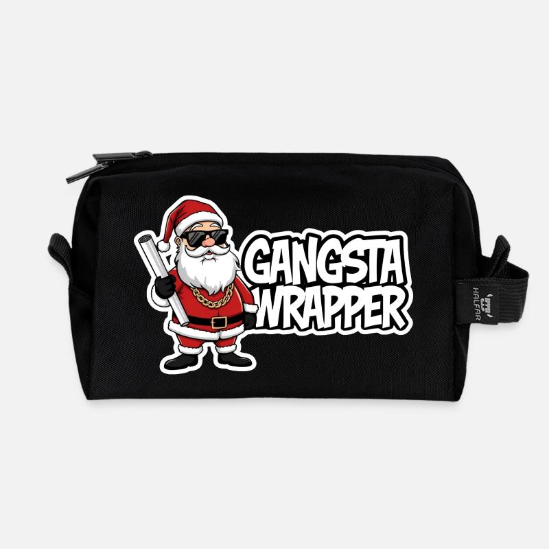Gangsta Wrapper Santa Weihnachtsdesign - Recycelte Kulturtasche - Schwarz
