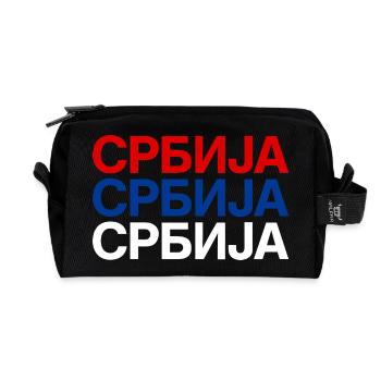 Drapeau serbe Serbien - Trousse de toilette en tissu recyclé - noir - Devant