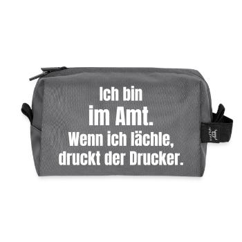 Je suis en fonction – Druckerwitz - Trousse de toilette en tissu recyclé - anthracite - Devant