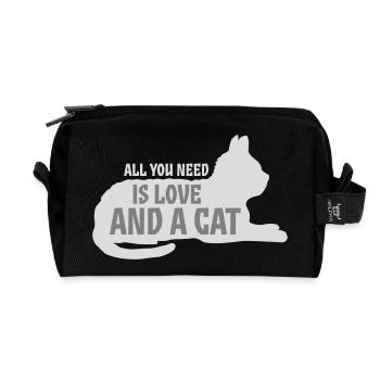 All You Need Is Love And A Cat Lustig Katze Spruch - Recycelte Kulturtasche - Schwarz - Vorne