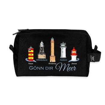 Gönn Dir Meer Leuchtturm Kollektion - Recycelte Kulturtasche - Schwarz - Vorne