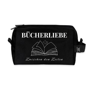 Bücherliebe Zwischen den Zeiten - Recycelte Kulturtasche - Schwarz - Vorne