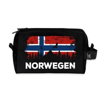 Norway Silhouette - Holiday Nature Flag - Recycled Toiletry Zip Bag - black - Front