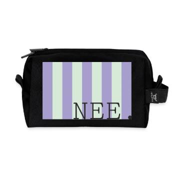 Nee Pastel Stripe Font - Recycled Toiletry Zip Bag - black - Front