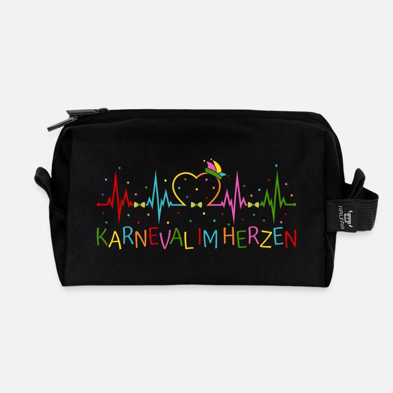 Karneval im Herzen - Recycelte Kulturtasche - Schwarz
