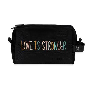 LOVE IS STRONGER - Recycled Toiletry Zip Bag - black - Front