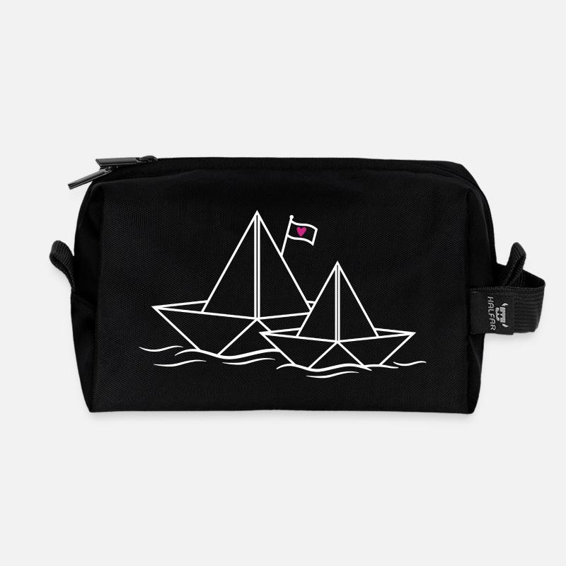 Papierschiffe Herz Liebe Paare Papierboot Schiff - Recycelte Kulturtasche - Schwarz