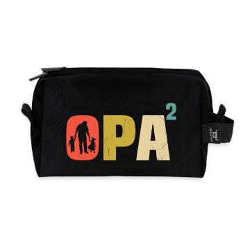 Opa hoch 2 zweifacher Opa werdender Opa zwei Enkel - Recycelte Kulturtasche - Schwarz - Vorne