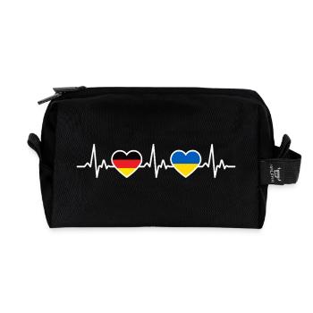 Ukraine Germany Heartbeat Flag Ukrainian - Recycled Toiletry Zip Bag - black - Front