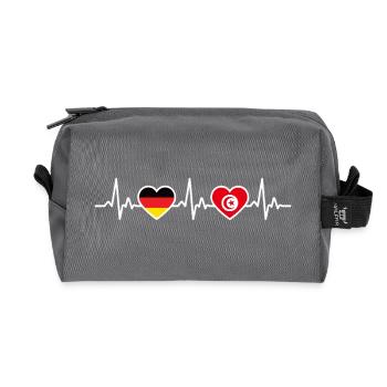 Tunisie Allemagne Battement de cœur Drapeau Tunisie - Trousse de toilette en tissu recyclé - anthracite - Devant