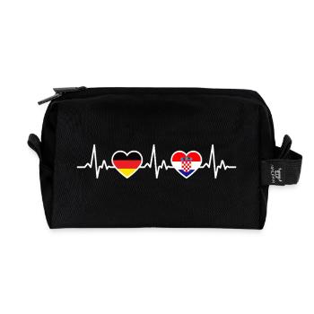Kroatien Deutschland Herzschlag Flagge Kroate - Recycelte Kulturtasche - Schwarz - Vorne