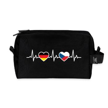 Czech Republic Germany Heartbeat Flag Czech Republic - Recycled Toiletry Zip Bag - black - Front