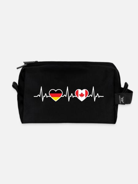 Kanada Deutschland Herzschlag Flagge Kanadier - Recycelte Kulturtasche - Schwarz