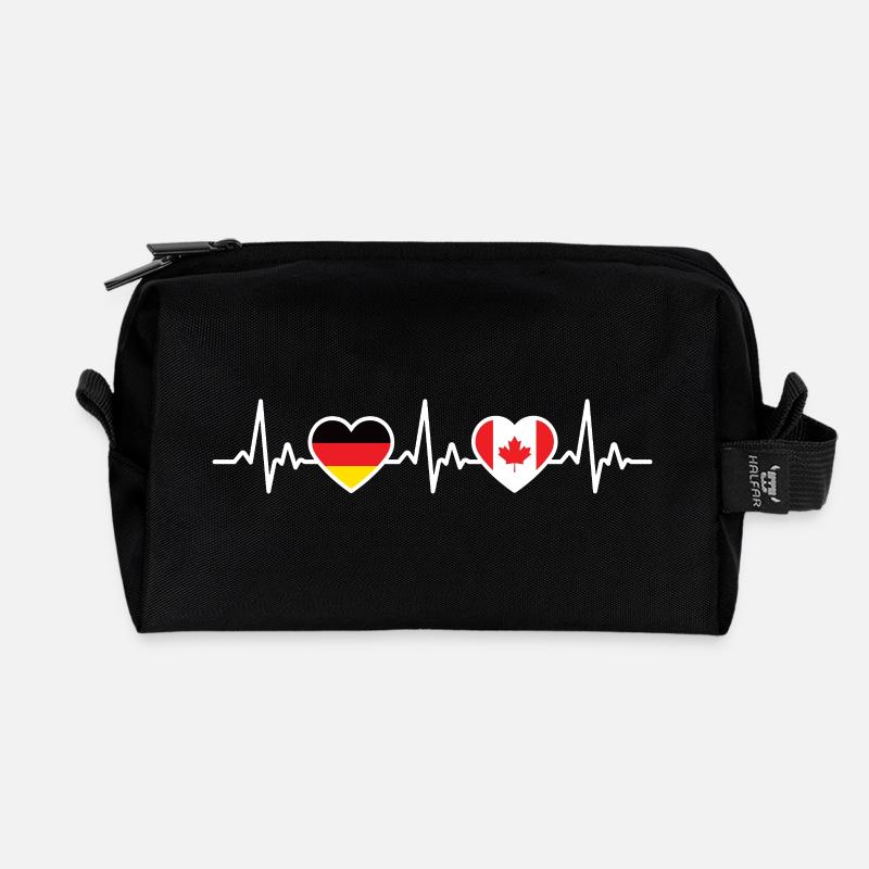 Kanada Deutschland Herzschlag Flagge Kanadier - Recycelte Kulturtasche - Schwarz