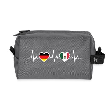 Mexique Allemagne Battement de cœur Drapeau Mexicain - Trousse de toilette en tissu recyclé - anthracite - Devant