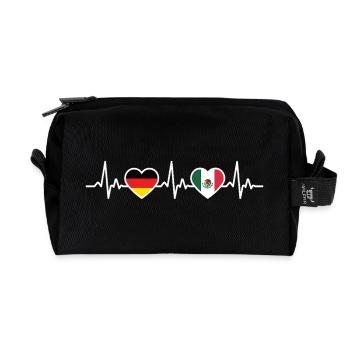 Mexique Allemagne Battement de cœur Drapeau Mexicain - Trousse de toilette en tissu recyclé - noir - Devant