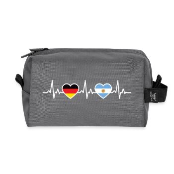 Argentinien Deutschland Herzschlag Flagge Argen - Recycelte Kulturtasche - Anthrazit - Vorne