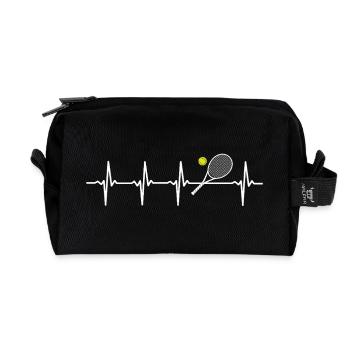 Tennis Heartbeat Raquettes de tennis Joueurs de tennis - Trousse de toilette en tissu recyclé - noir - Devant