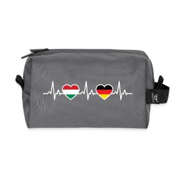 Ungarn Deutschland Herzschlag Flagge Ungar Ungarin - Recycelte Kulturtasche - Anthrazit - Vorne