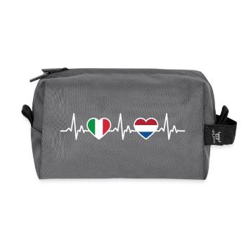Netherlands Italy Dutch Heartbeat Flag - Recycled Toiletry Zip Bag - anthracite - Front