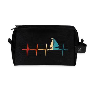 Bateau de marin rétro Heartbeat Sailing - Trousse de toilette en tissu recyclé - noir - Devant