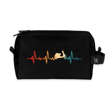scooter retro scooterdriving scooter moped - Recycled Toiletry Zip Bag - black - Front