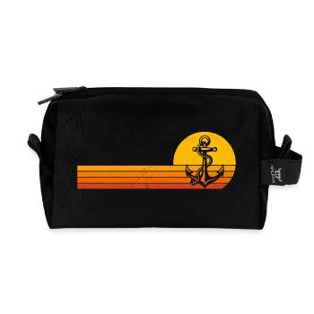 Bootfahren Retro Anker Kapitän Seemann - Recycelte Kulturtasche - Schwarz - Vorne