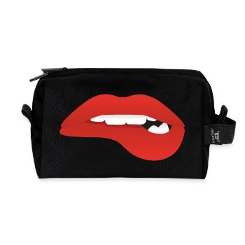 Rote Lippen sagen Küss mich - Recycelte Kulturtasche - Schwarz - Vorne