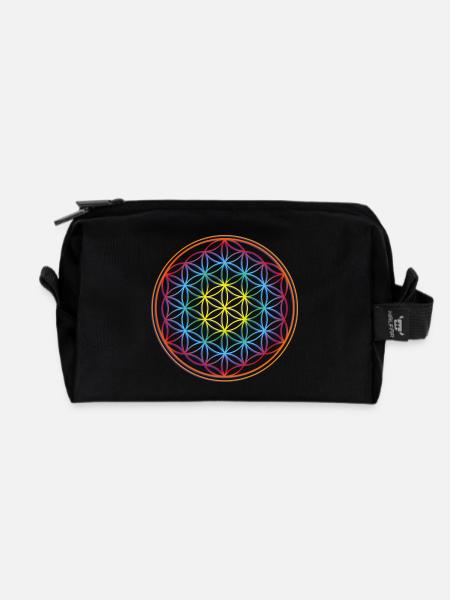 flower of life - Recycled Toiletry Zip Bag - black