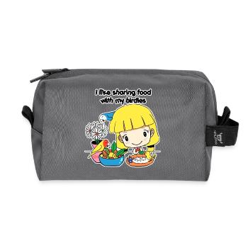 Sharing food - Recycled Toiletry Zip Bag - anthracite - Front