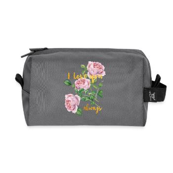 I love you- ALWAYS -Ich liebe dich- immer - Recycelte Kulturtasche - Anthrazit - Vorne
