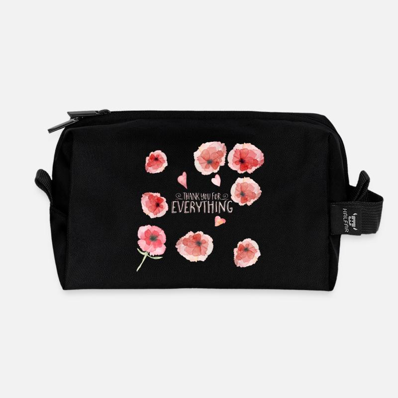 Thank you for everything -Danke dankeschön Blumen - Recycelte Kulturtasche - Schwarz