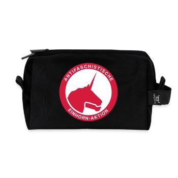 Antifaschistische Einhorn-Aktion - Recycelte Kulturtasche - Schwarz - Vorne