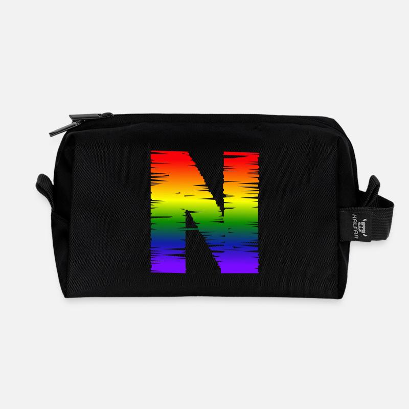 Regenbogen-N - Recycelte Kulturtasche - Schwarz
