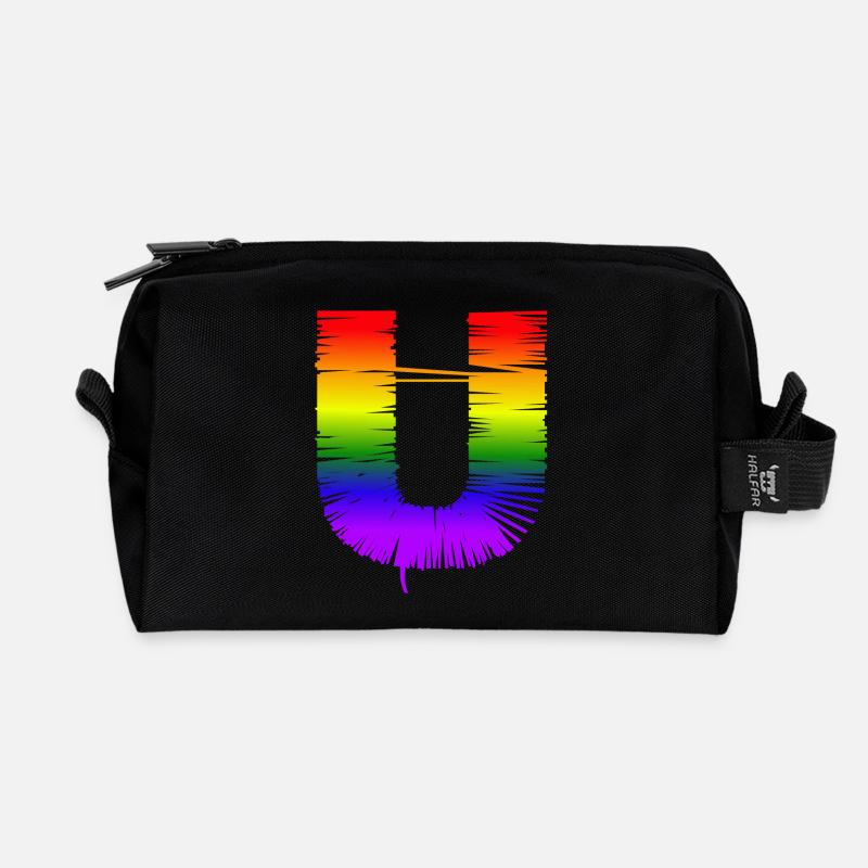 Regenbogen U - Recycelte Kulturtasche - Schwarz