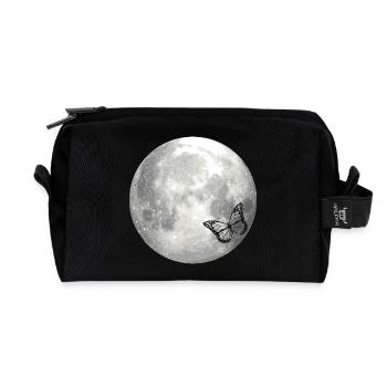 full moon butterfly - Recycled Toiletry Zip Bag - black - Front
